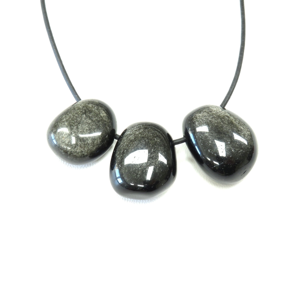 Obsidian (Silberobsidian) gebohrt